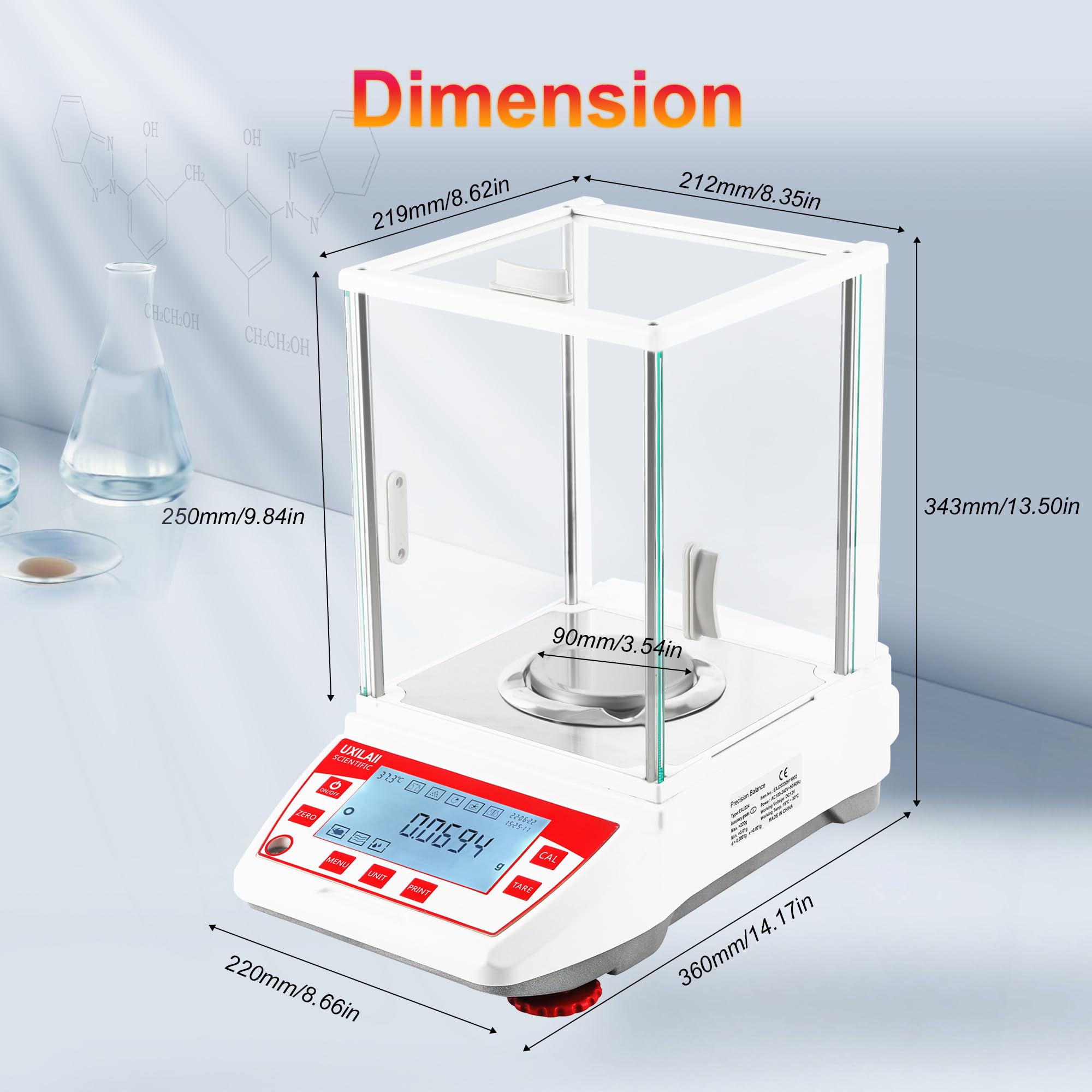 Balanza analítica de 120 g, 0,1 mg GN mg, unidad de precisión, escala de laboratorio de precisión de 0,0001 g, interfaz RS232, balanza electrónica de laboratorio, pantalla LCD con