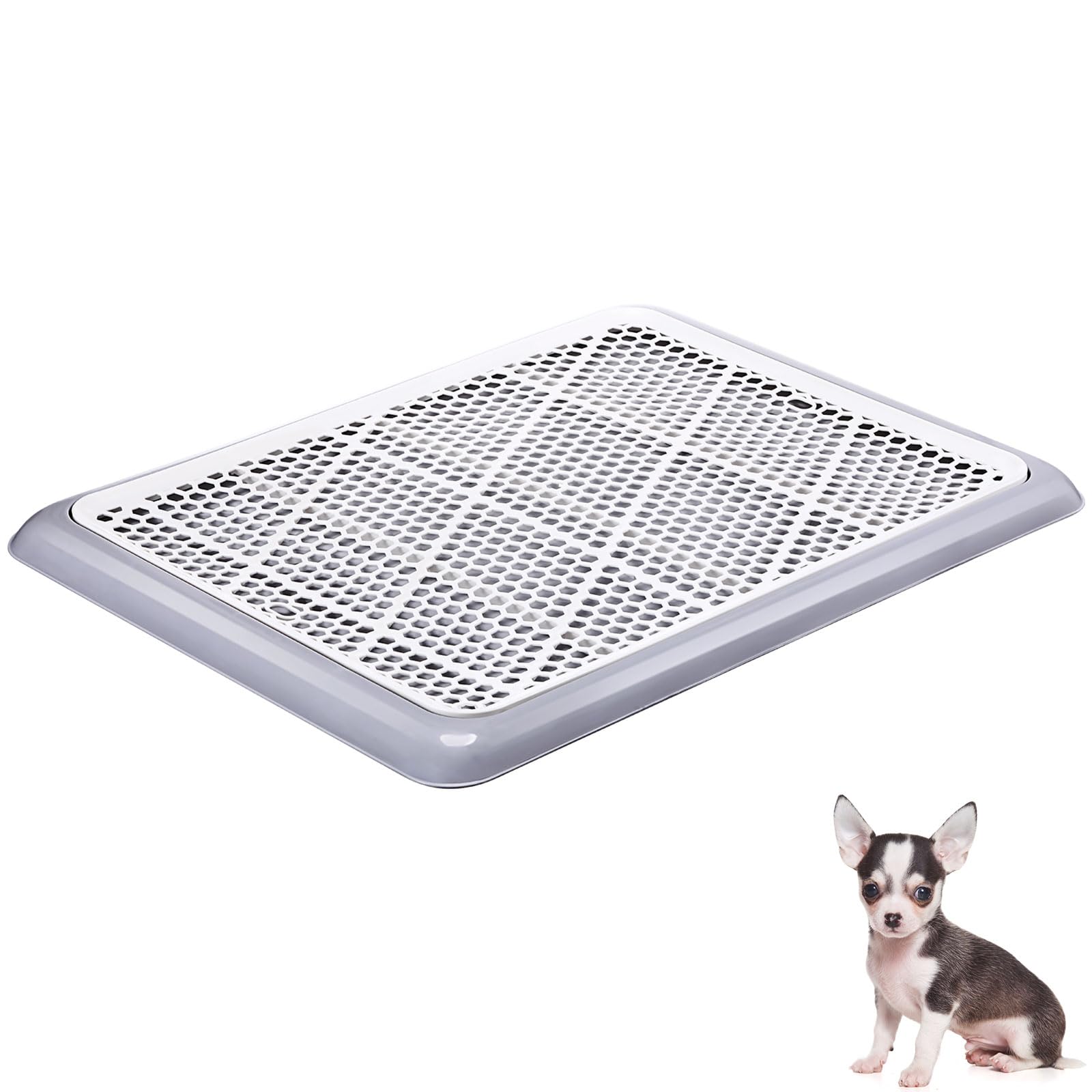 Mifoci 1 Pcs Dog Potty Tray, Mesh Puppy Training Pad, 19.7 x 14.2 Inch, Gray