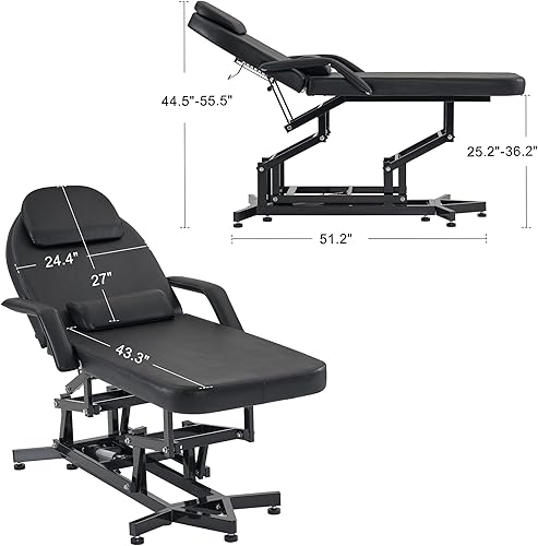 Miniatura 9 de BarberPub Mesa de masaje eléctrica Silla de tatuaje para cliente Silla de masaje ajustable en altura con almohada Reposacabezas Equipo de salón y