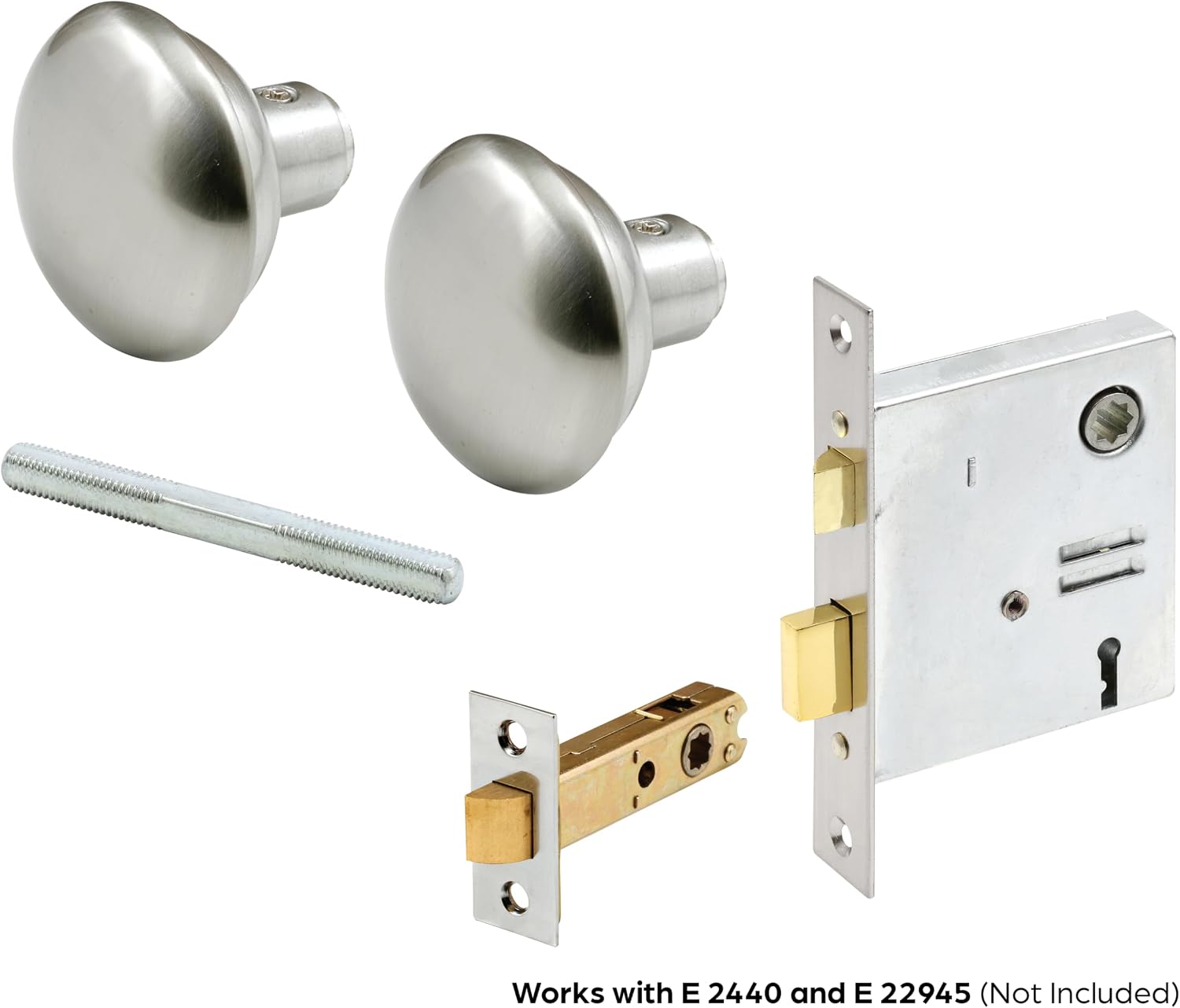 Prime-Line E 2498 Solid Brass Vintage Door Knob Spindle Set | 2-1/4 In. Outside Diameter, Satin Nickel, Single Pack