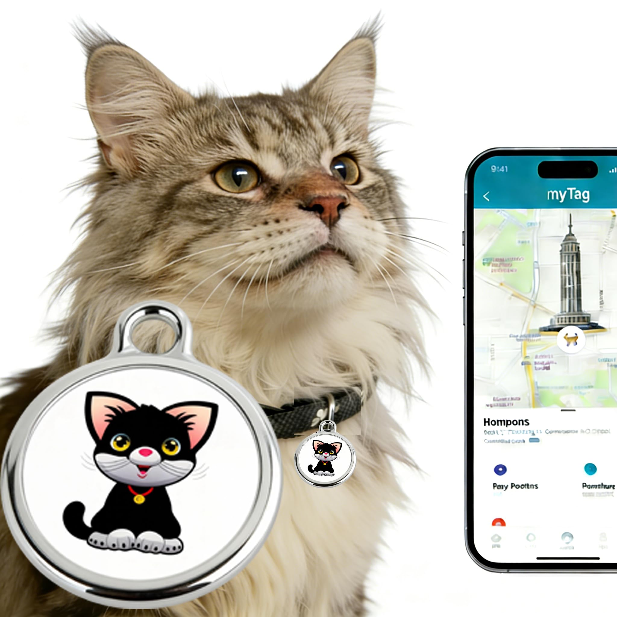 GPS Pet Tracker with Apple Find My Network, Android Compatibility, Real-Time Location Tracking, Water-Resistant (DINGWEIQI02)