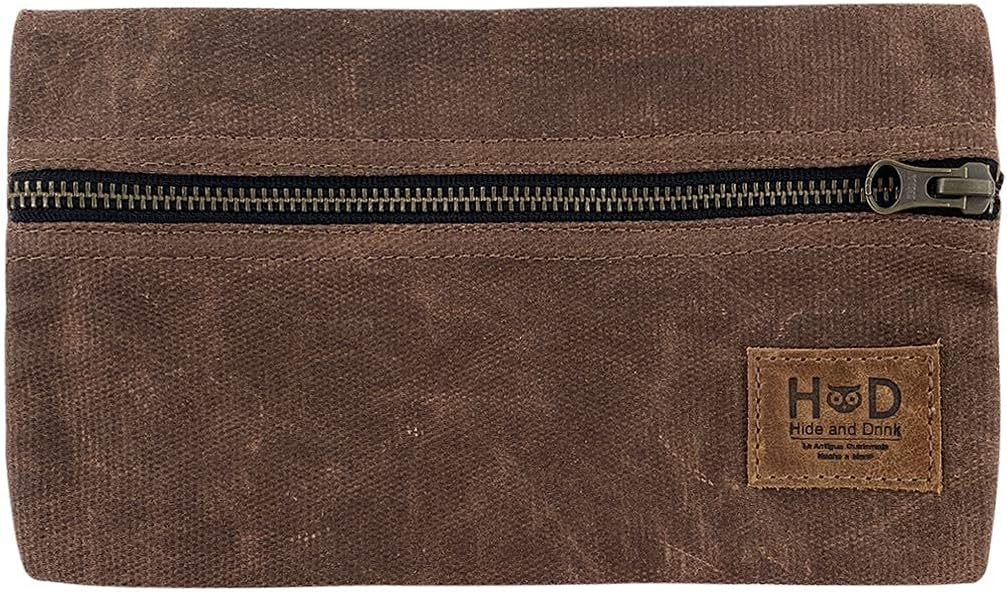 Hide & Drink, All Purpose Utility & Charger Case for MacBook, iPad & Laptop Handmade from Waxed Canvas (Honey Bourbon)