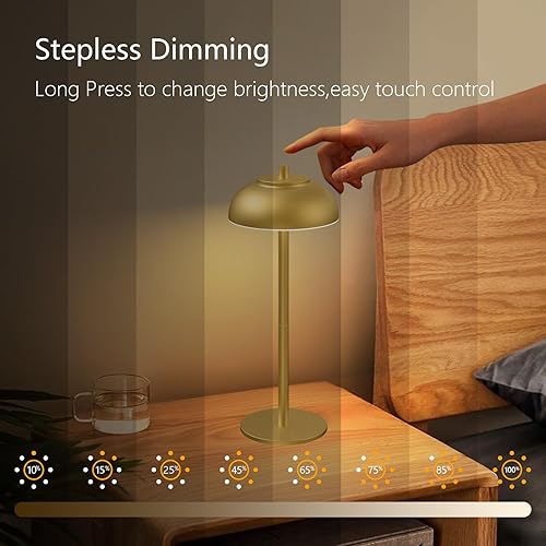 Miniatura 3 de Paquete de 2 Lámparas de Mesa LED Inalámbricas: Lámpara de Escritorio Portátil Moderna para Uso Interior/Exterior, Luces de Batería Recargable con