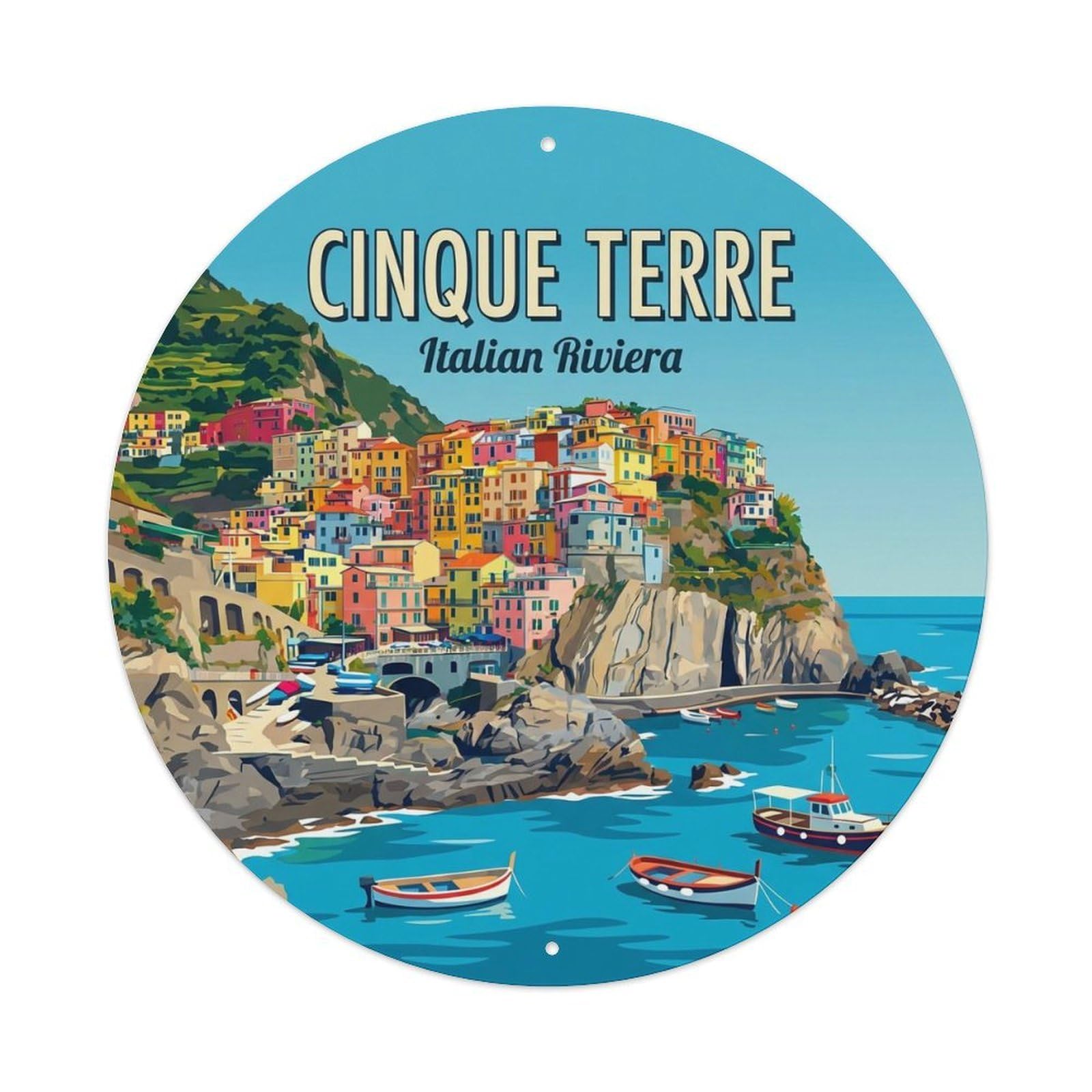 Vintage Travel Cinque Terre Italy Quietness Metal Tin Sign