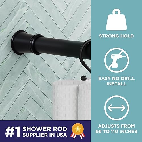 Miniatura 2 de Zenna Home Tension - Barra de cortina de ducha con tensión, sin taladro, barra de cortina ajustable para baño, resistente al óxido, fácil
