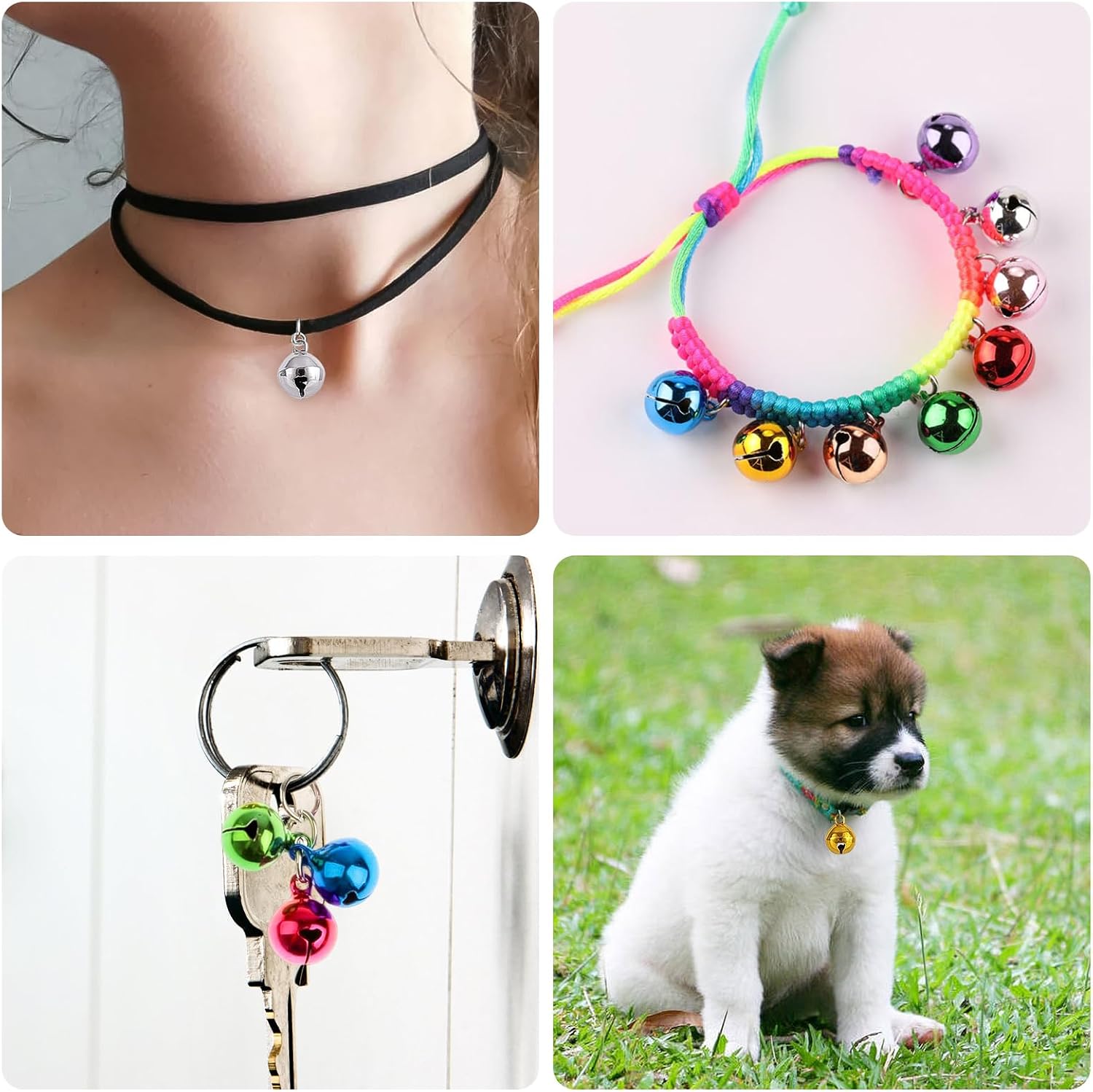 1/2 Inch Jingle Bells Small Bell Mini Bells, Tiny Crafts Bells, DIY for Christmas Home Making Ornaments Wreath Pet Decorations Bracelet Anklets Necklace Knitting Jewelry Making 120 Pcs, Colorful