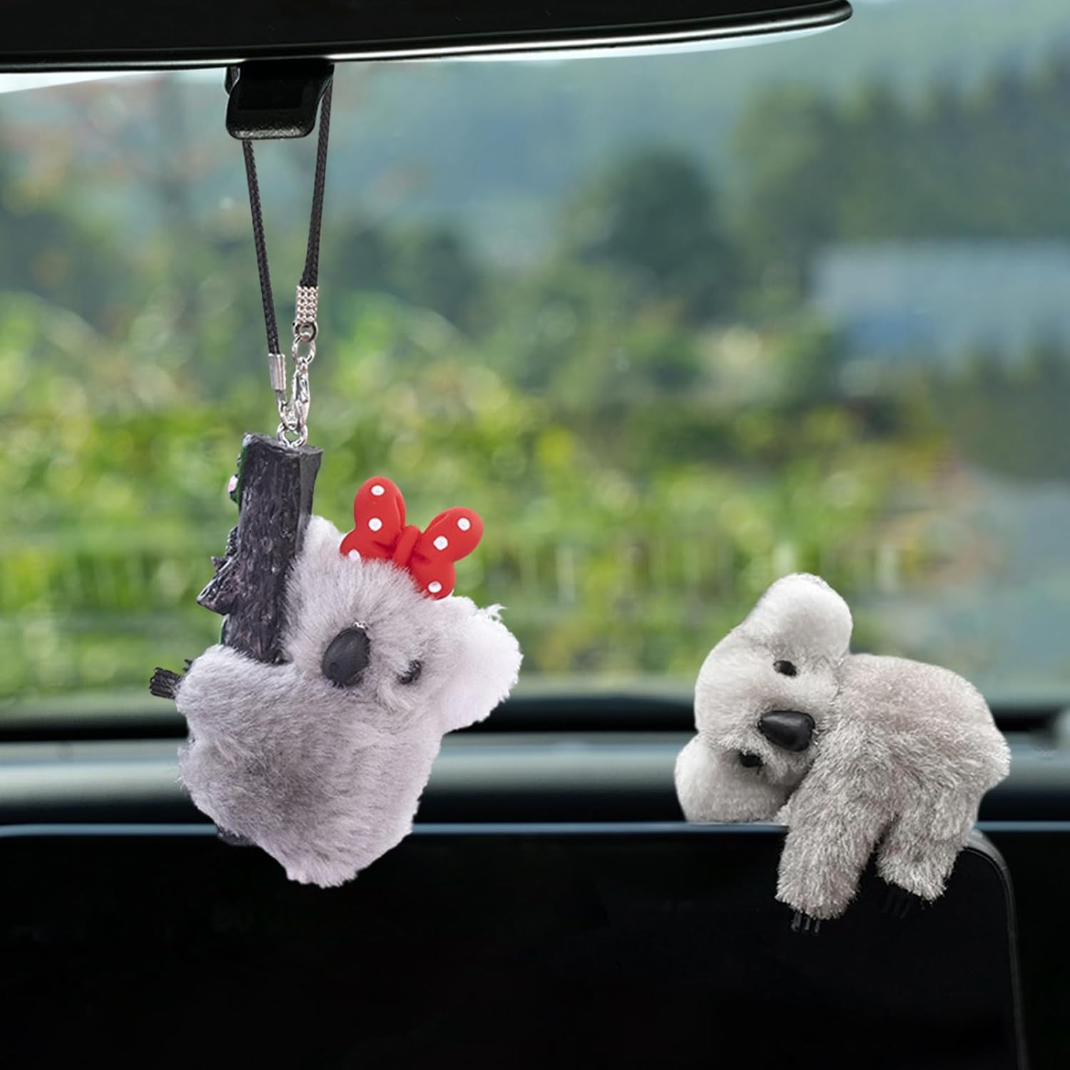 2 PCS Koala Car Rear View Mirror Hanging Charm,Interior Accessories, Car Center Console Decoration - Gift for Women Girls