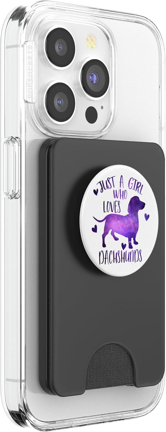 Just a Girl who loves Dachshunds White Background Doxie PopSockets PopWallet for MagSafe