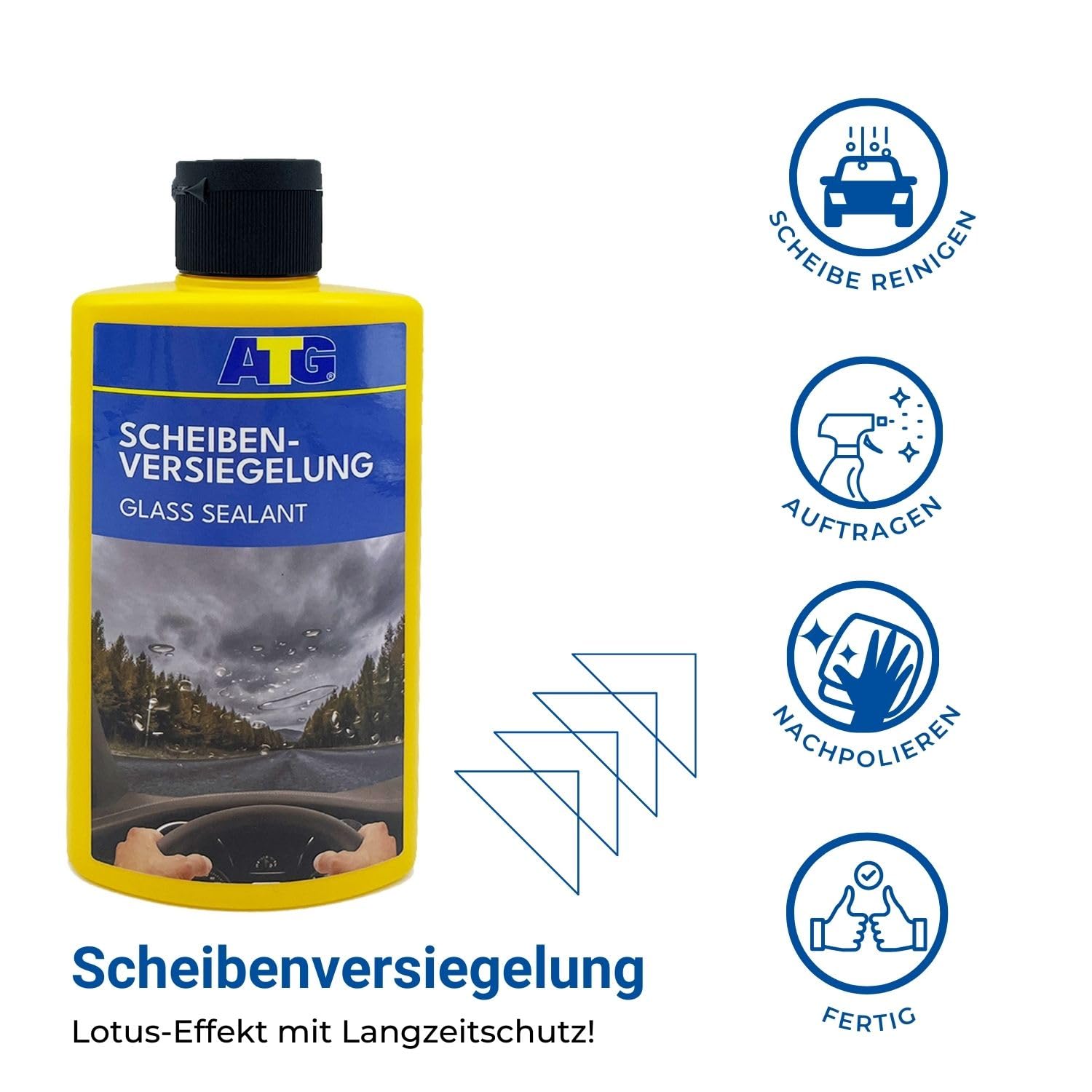 ATG Antiappannante vetri & Idrorepellente per auto – Trattamento nano parabrezza, repellente pioggia, effetto loto e rivestimento idrofobico, sigillante protettivo lunga durata 250ML