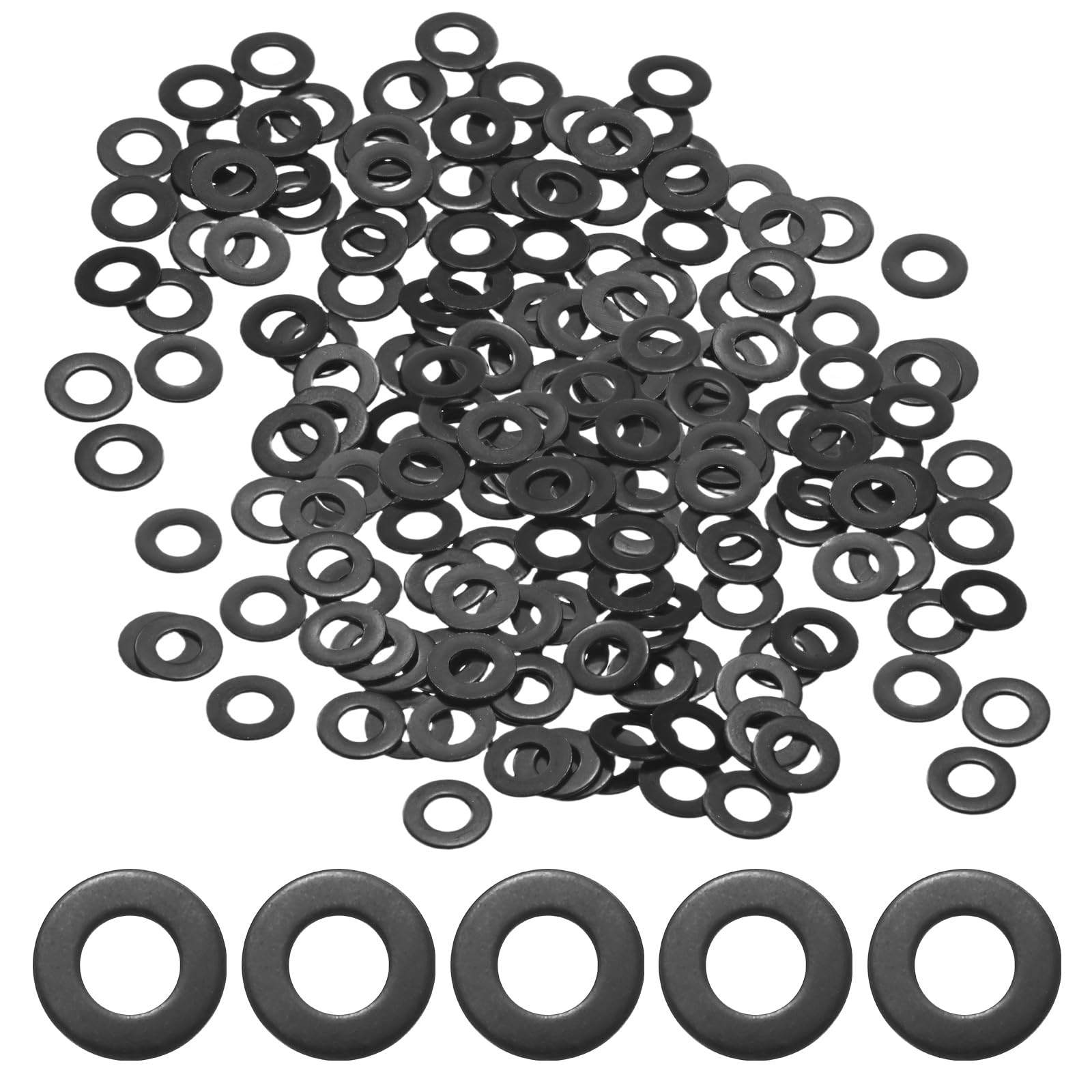 M METERXITY 200-Pack M3.5 Flat Washers 8mm OD Black Galvanized