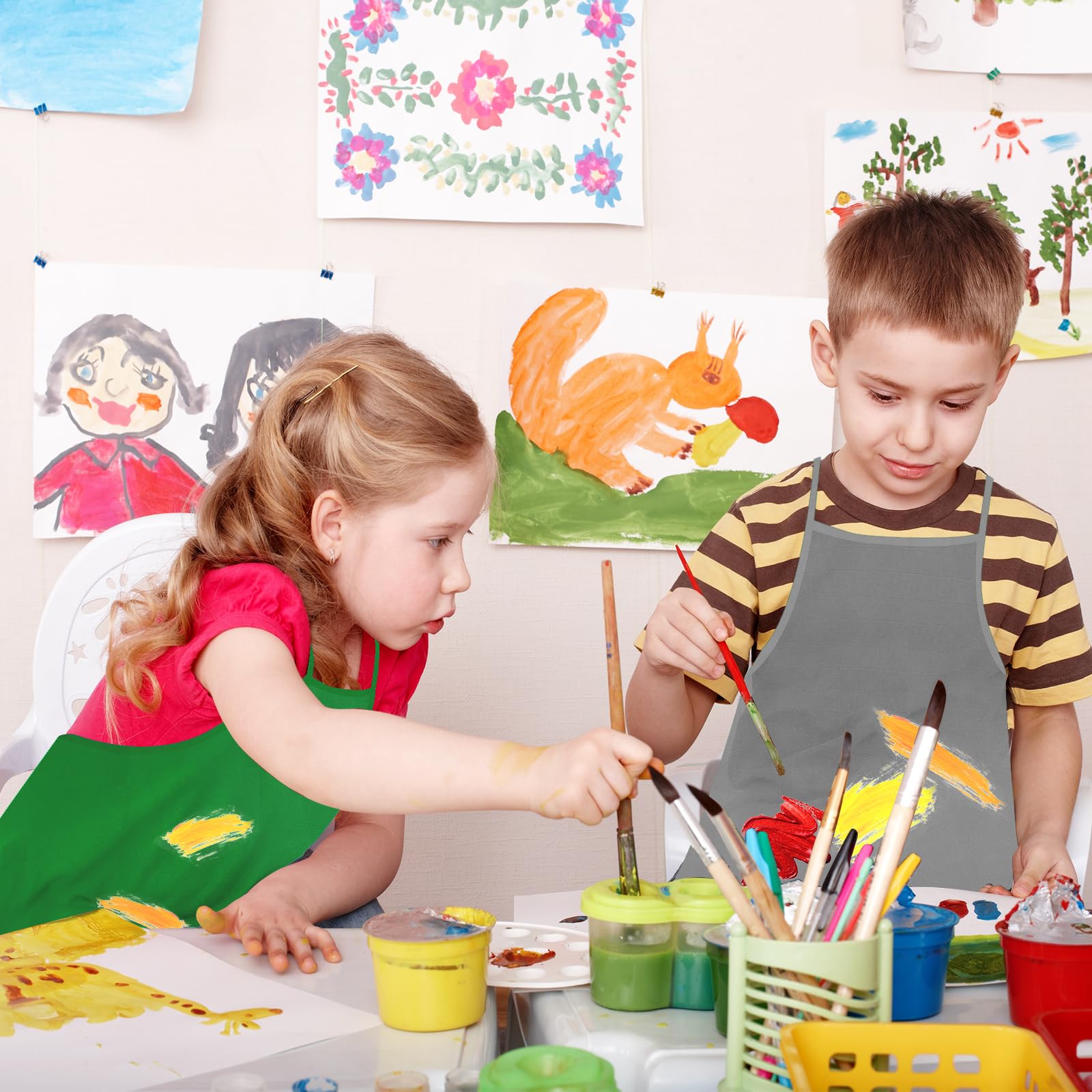 30 Pezzi Grembiuli per Bambini PLULON, Grembiuli da Pittura per Arte, Casa, Cucina, Scuola, Feste e Attività Creative, Confezione Multipla