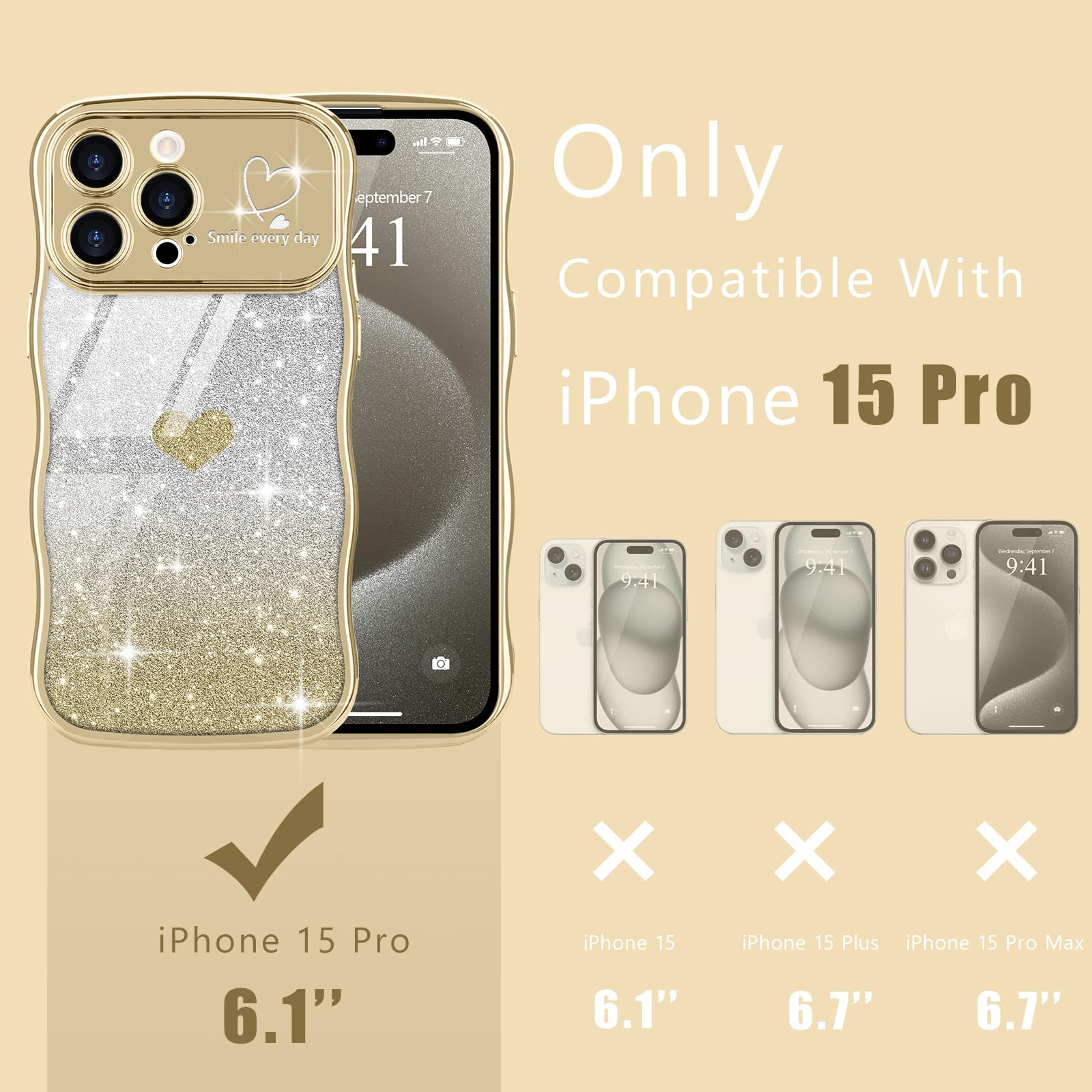 Teageo Cute Heart Pattern Curly Phone Case for iPhone 15 Pro Max - Image 2