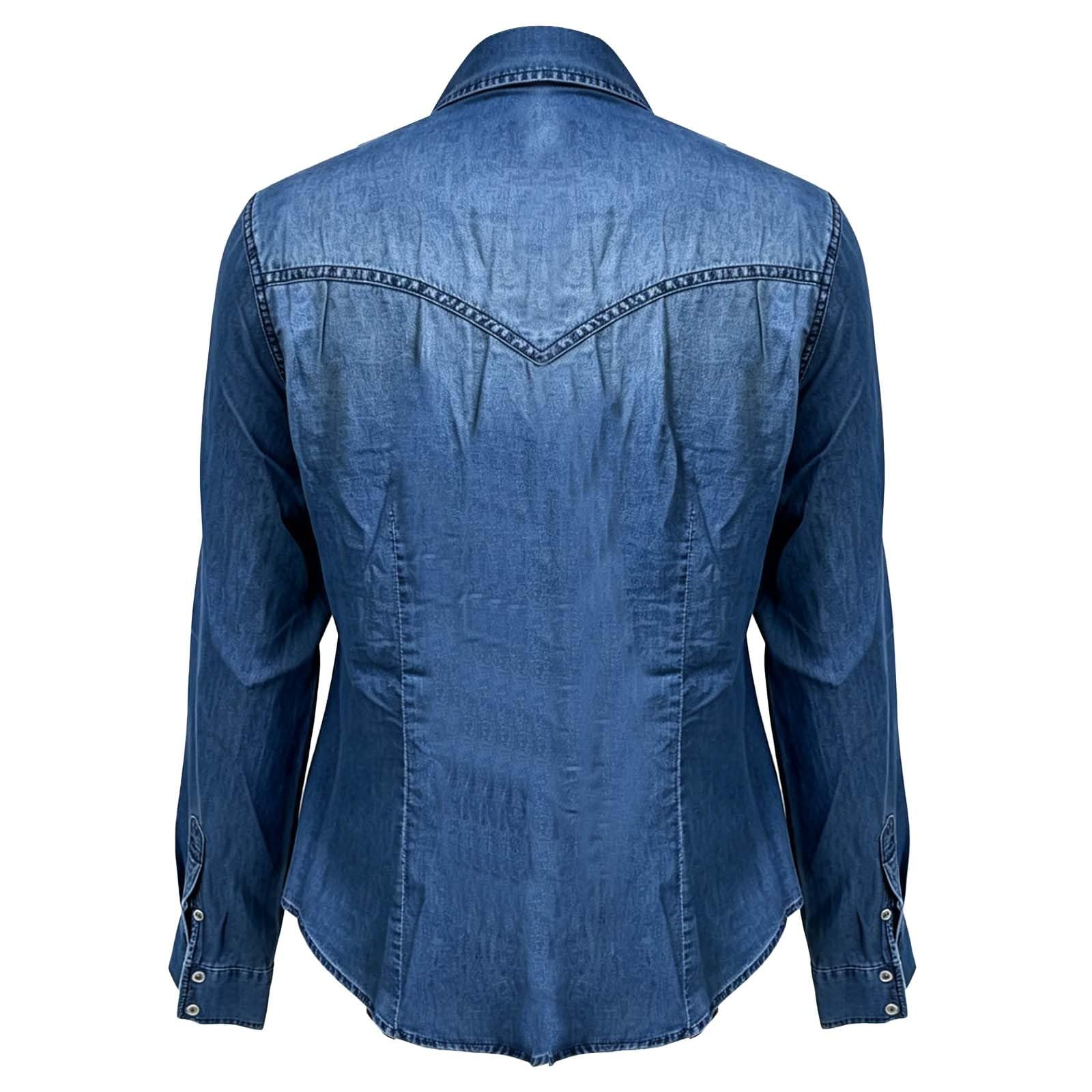 Camisa Casual Mujer Botones Manga Larga Corte clásico, Blusa con Bolsillo, Cuello Camisero, puños con Vuelta, para entrevistas