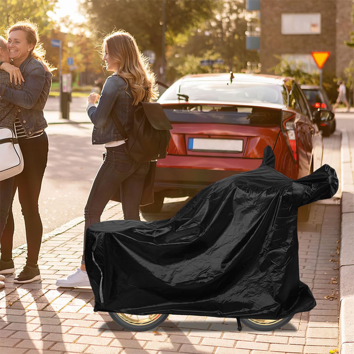 Couverture de Voiture Stockage de Housse de Anti-Pluie Housse de Pluie pour siège de Couverture de Housse de Protection Housses de Tissu Oxford Black NIYANGLE