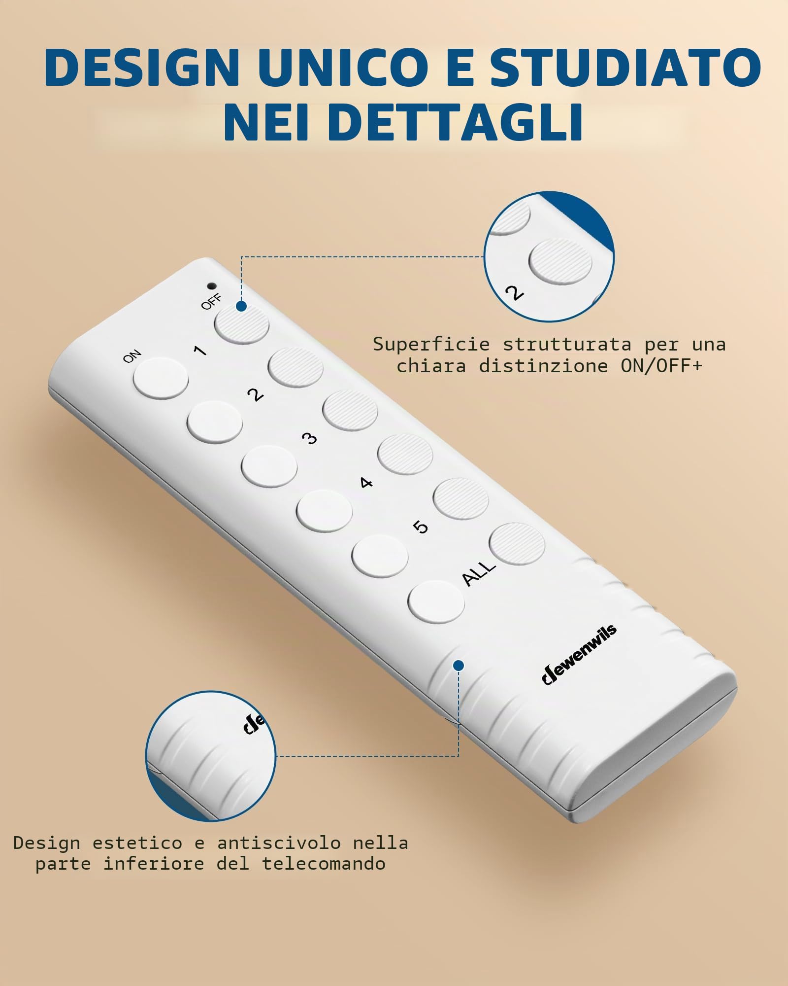 DEWENWILS Prese senza fili con telecomando, 16 A 3680 W, set di prese collegabili on/off 2V5, interruttore wireless espandibile per decorazioni feste ed elettrodomestici, 30-50 m