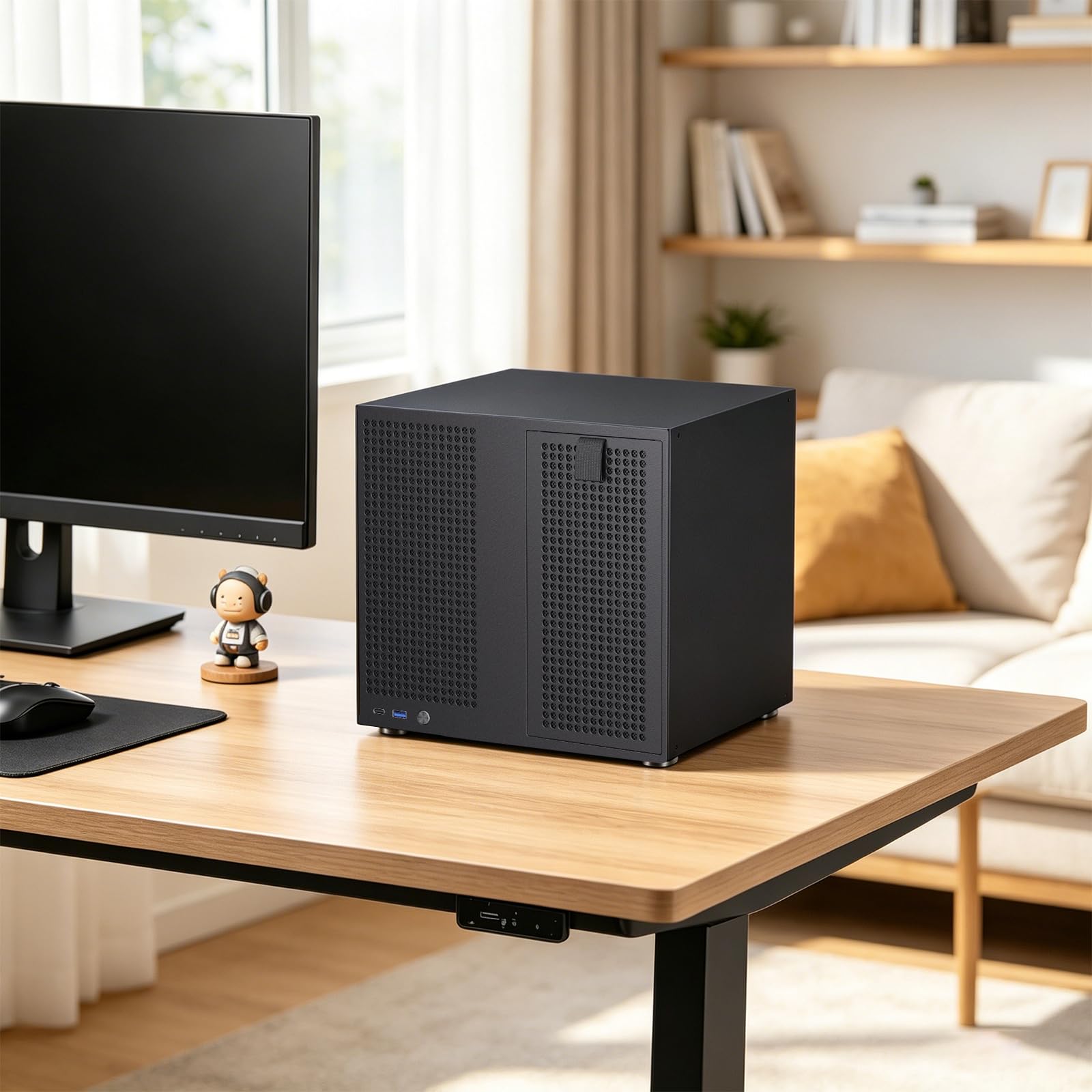 Boîtier NAS 8 baies, compatible avec carte mère MATX ITX et bloc d'alimentation ATX, compatible SATA et SAS HDD, 8 x 3,5 Hot-Swap + 2 x 2,5 SSD, boîtier PC NAS à double chambre avec 4 ventilateurs