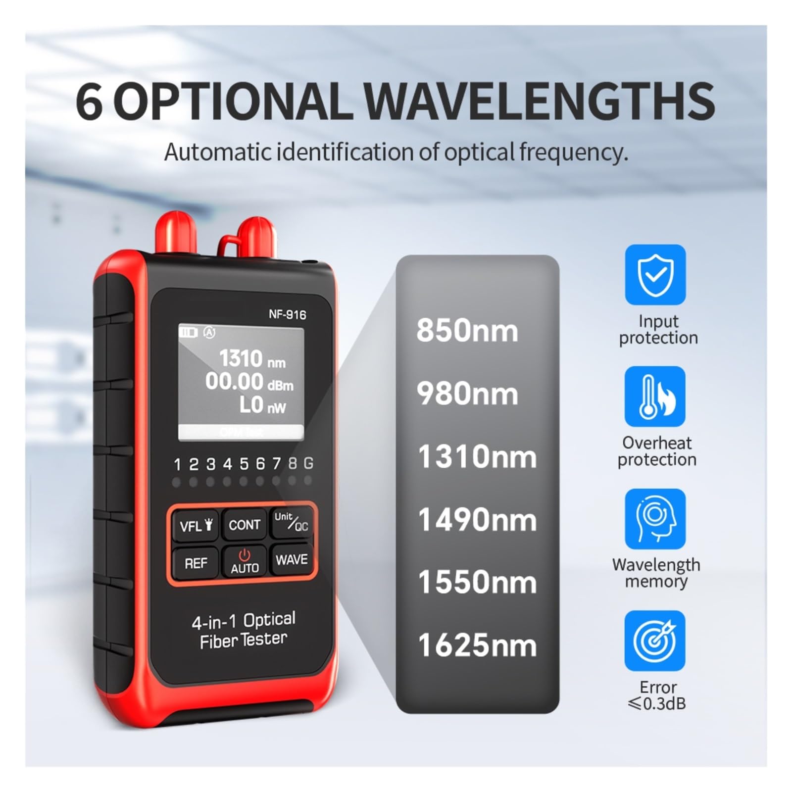 Testeur De Fibre Optique 4 En 1, Wattmètre, Localisateur Visuel Défauts, Écran LCD, Outils Réseau Identification Précise Efficace