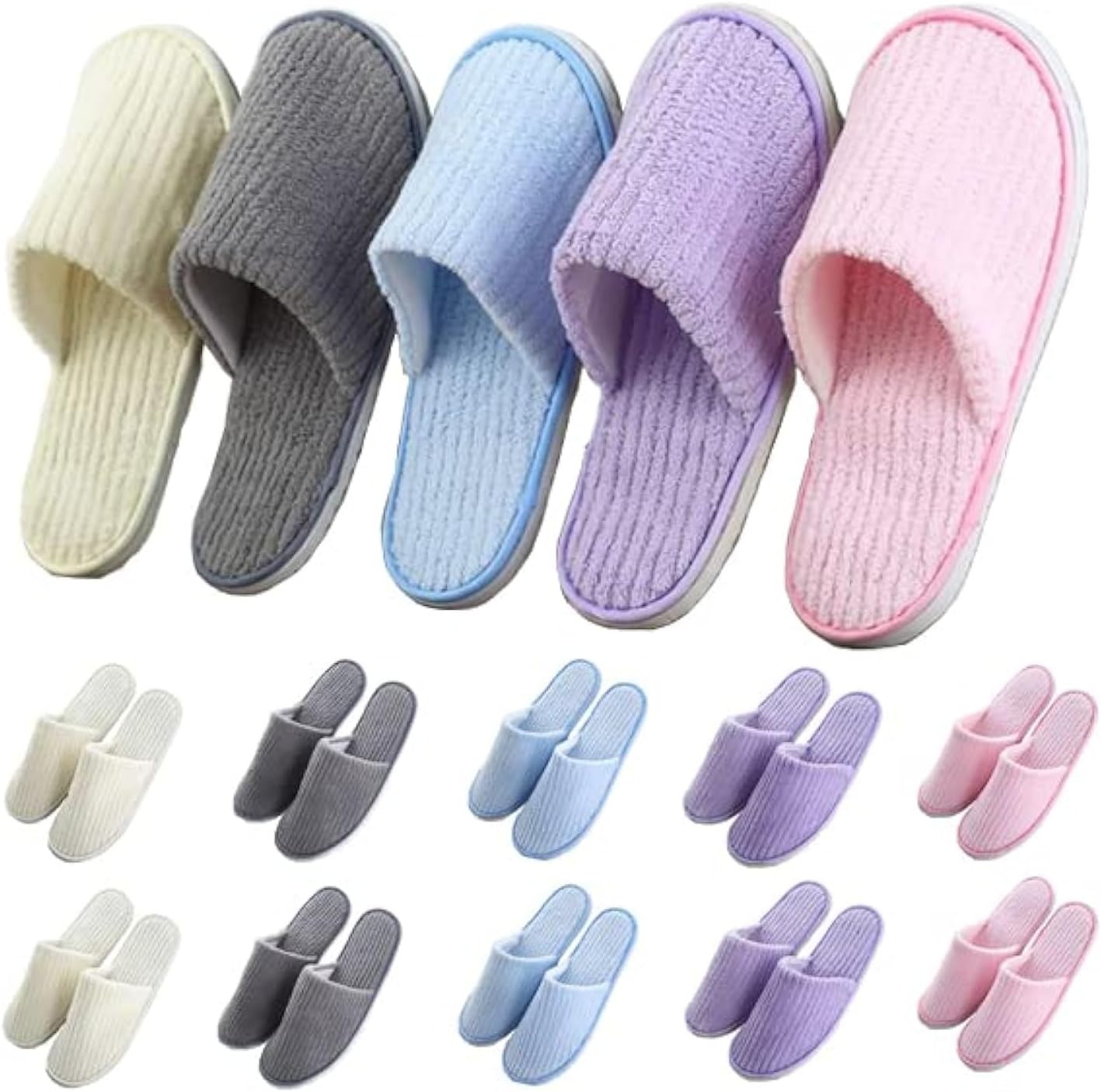 5~10 Guest Disposable Slippers for House, Family, Spa, Hotels Office - Mixed Multi-Color Slippers Home Party, Housewarming, Open House.