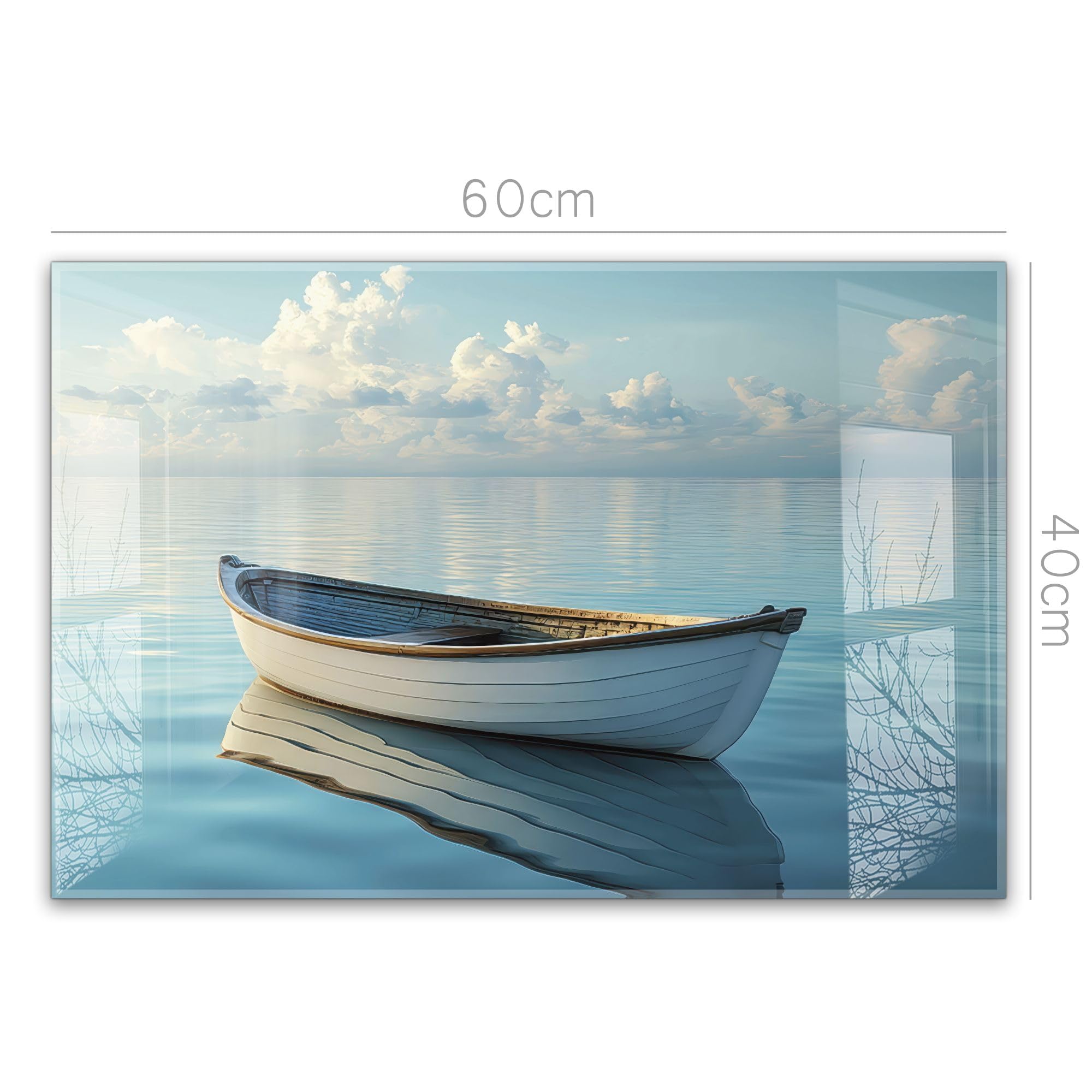 timalo Waschbecken und Badewannenrückwand 60 x 40 cm - aus Acrylglas | Ruderboot, Boot, Meer, See, Sonnenaufgang | Wandpaneele Bad Badrückwand Platte Badewanne Rückwand Badezimmer Glasoptik