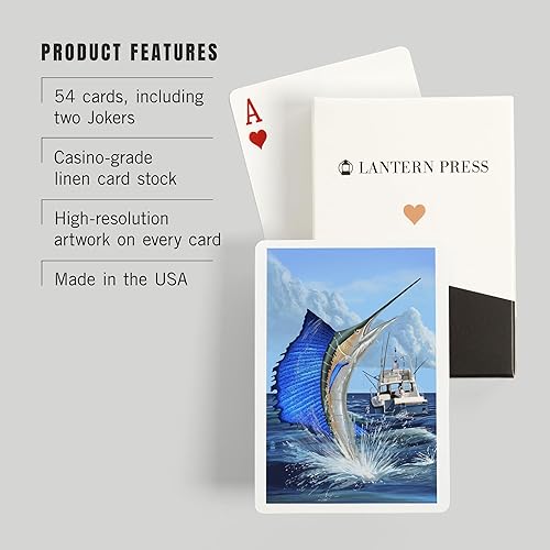 Miniatura 3 de Lantern Press Sailfish Deep Sea Fishing (52 cartas de juego, baraja de cartas de tamaño póquer con comodines)