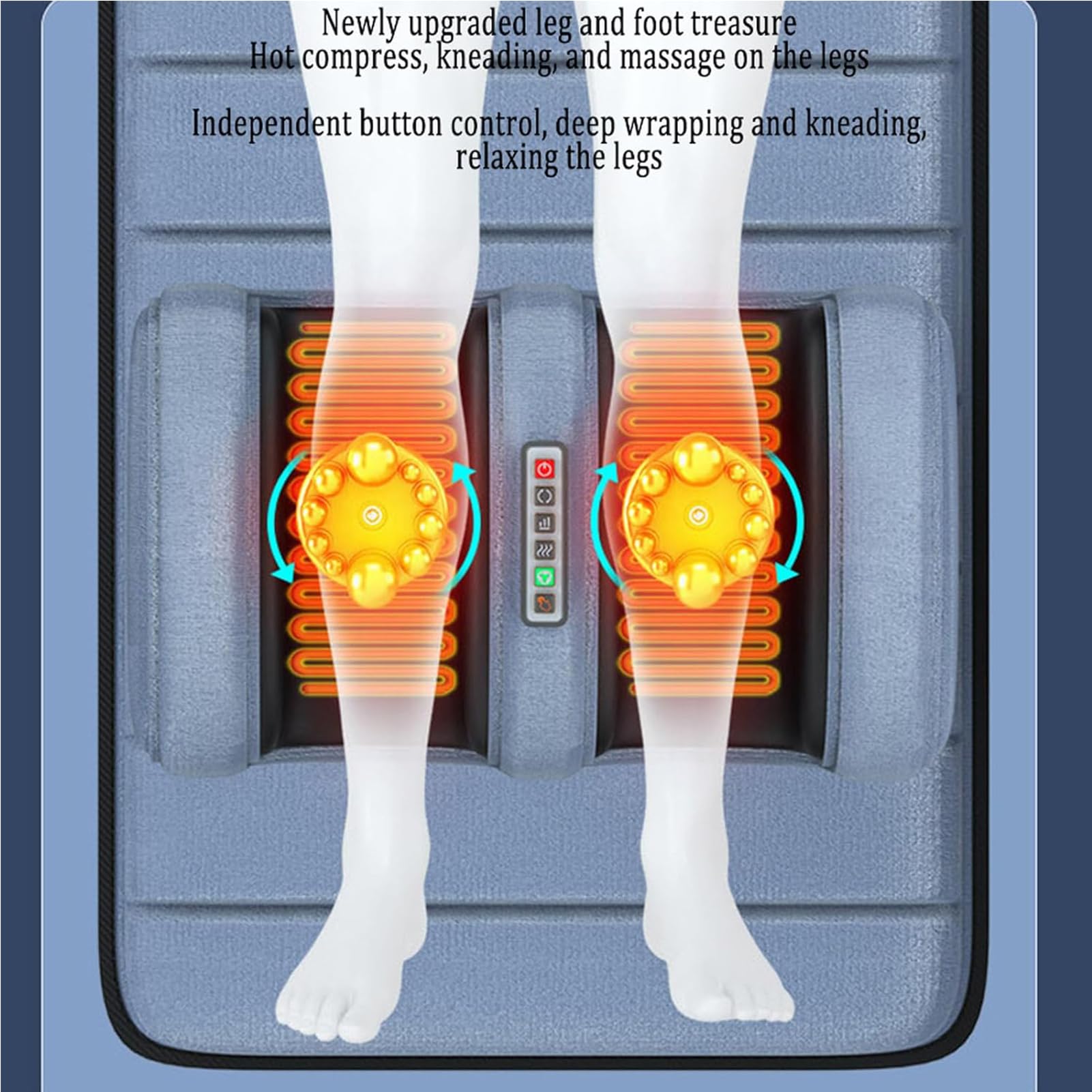 Estera de masaje eléctrica de cuerpo completo con cabezales de masaje para amasar, cojín calefactor plegable, motores vibratorios, alivio del dolor para espalda, cuello, lumbar y piernas, cojín de mas
