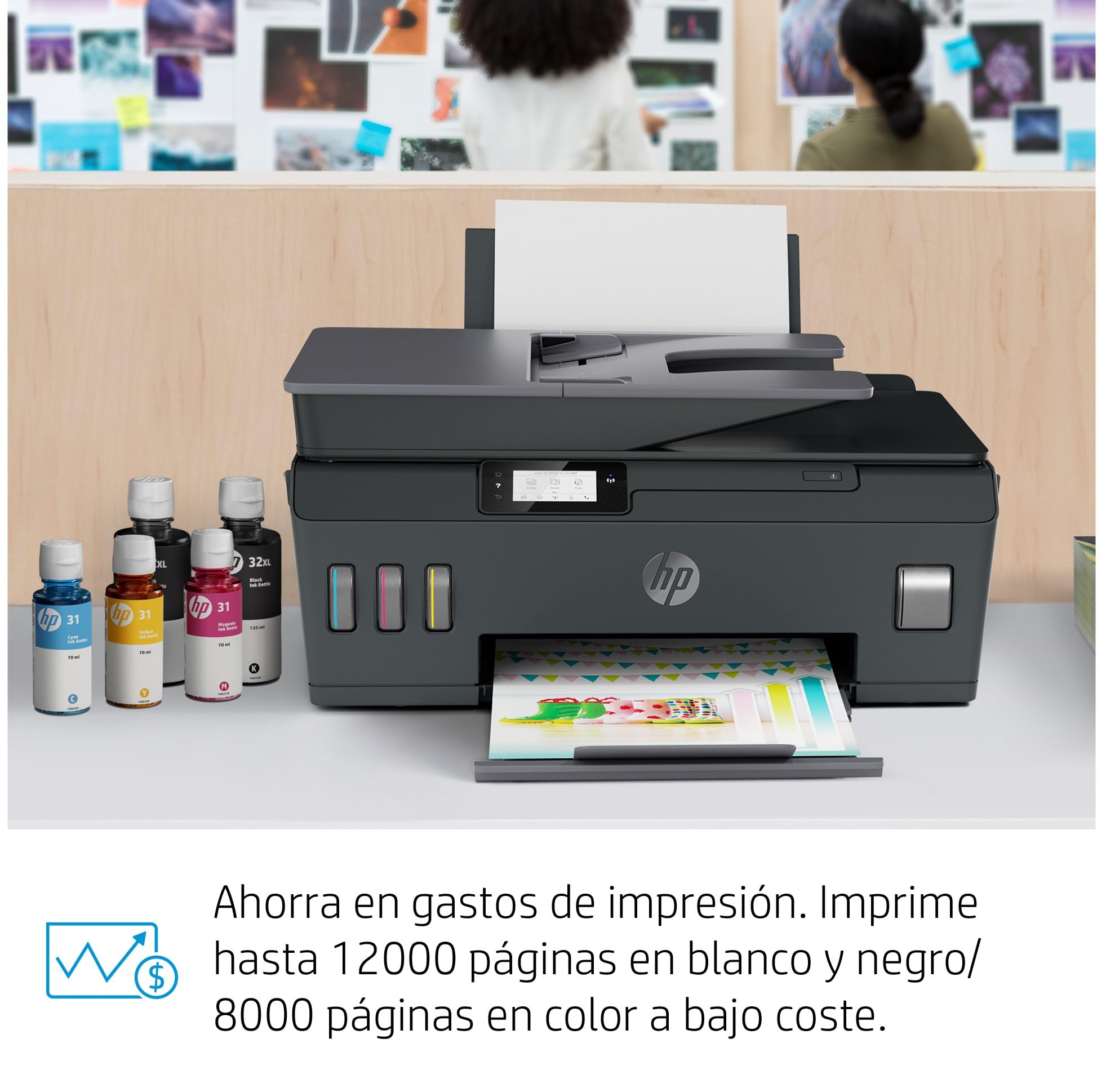 HP Smart Tank Plus 570 5HX14A- Impresora A4 Multifunción con Deposito de Tinta Recargable, Impresión a Color, Escaner, Copiadora, Wi-Fi, Smart App, Negro
