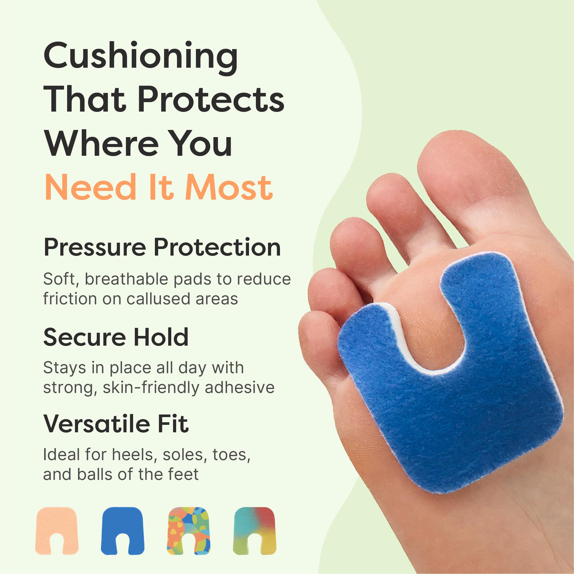 ZenToes I cuscinetti in feltro a forma di U proteggono i calli dall'attrito sulle scarpe e riducono il dolore ai piedi e ai talloni di 0,3 cm