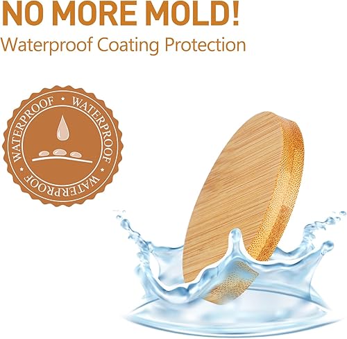 Miniatura 6 de Necamocu 6 platillos de bambú de alta calidad con revestimiento impermeable platillo pequeño de 3 pulgadas para macetas bandejas de bambú duraderas