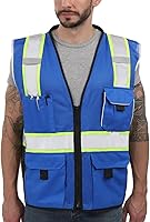 Vista 7 de Dib Safety - Chaleco reflectante amarillo de malla, chaleco de alta visibilidad con bolsillos y cremallera, clase 2 ANSI de alta resistencia, hecho