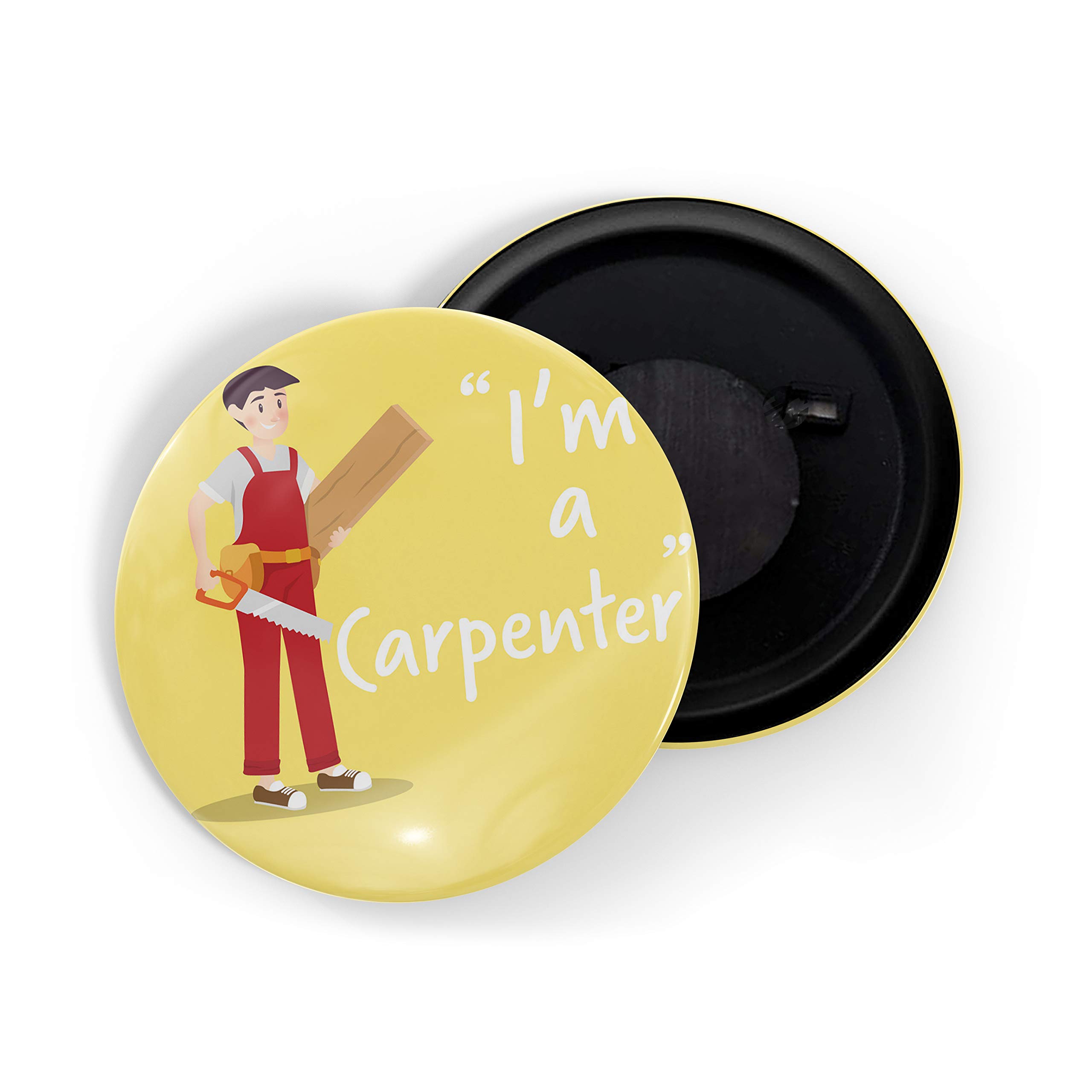 dhcrafts Fridge Magnet Yellow Color Profession I'm A Carpenter Glossy Finish Design Pack of 1