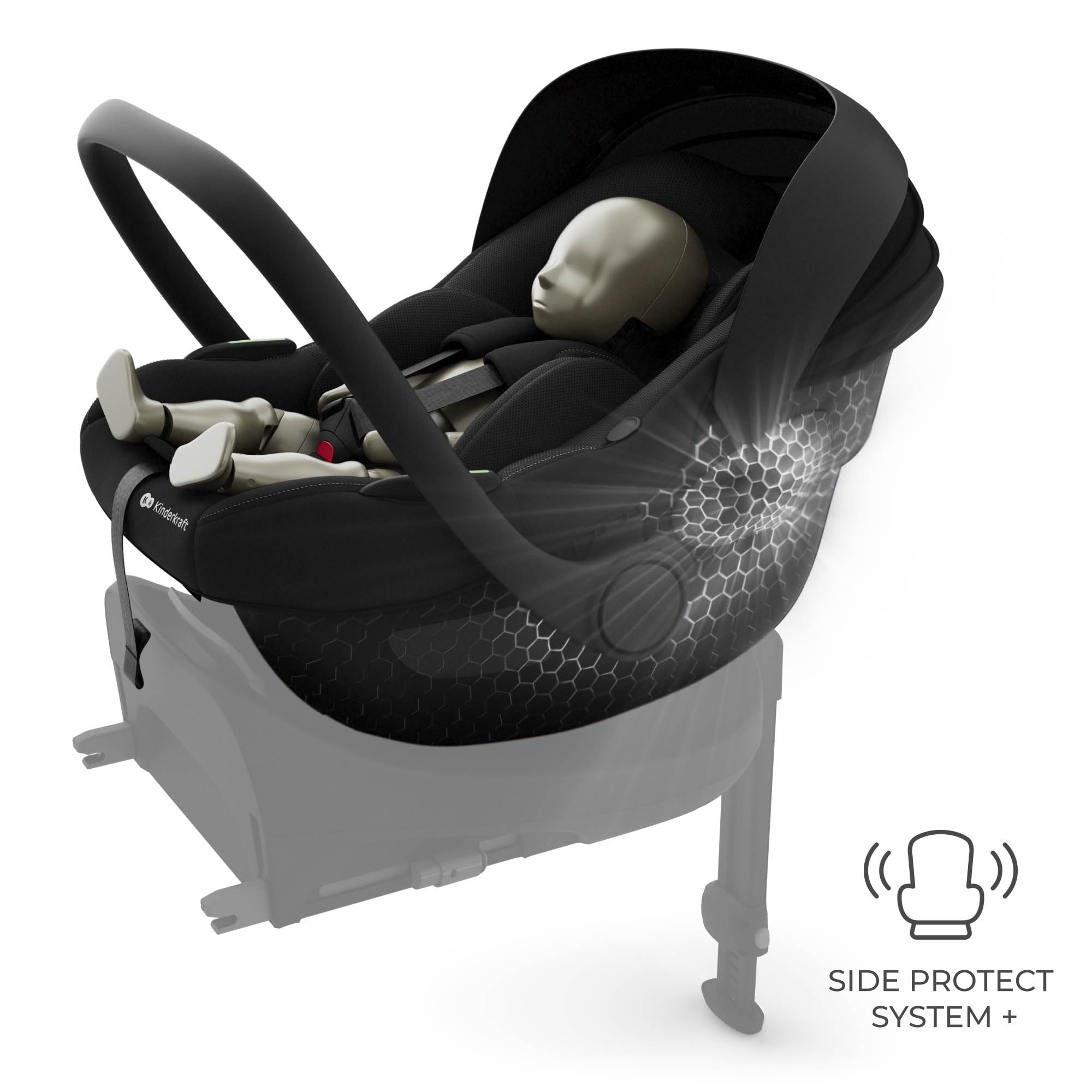 Kinderkraft I-LITE Seggiolino per Bambini, Con Base ENDURA SAFE FX, Seggiolino Auto i-Size, 40–87 cm, Girevole, ISOFIX, ERGO PAD, Sistema Modulare, Pesa 3,2 kg, Cintura a 5 Punti, 0–12 Anni, Nero