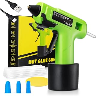 Cordless Hot Glue Gun, 15s Fast Preheating Glue Gun with 30PCS Mini Glue Sticks, Built-in 5000 mAh Lithium-ion Hot Melt Glue Gun for Crafting, DIY and Repairs, Smart Power-Off & USB-C Charging Port