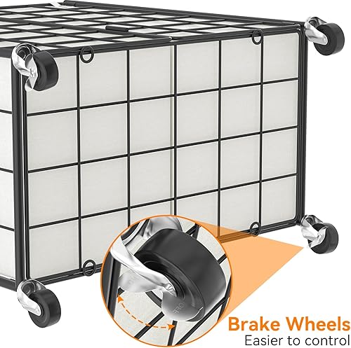 Miniatura 7 de WOWLIVE Cesta de lavandería doble con ruedas, marco de alambre de metal, cesta de lavandería con 2 bolsas extraíbles, cesta de ropa sucia de 120 L,