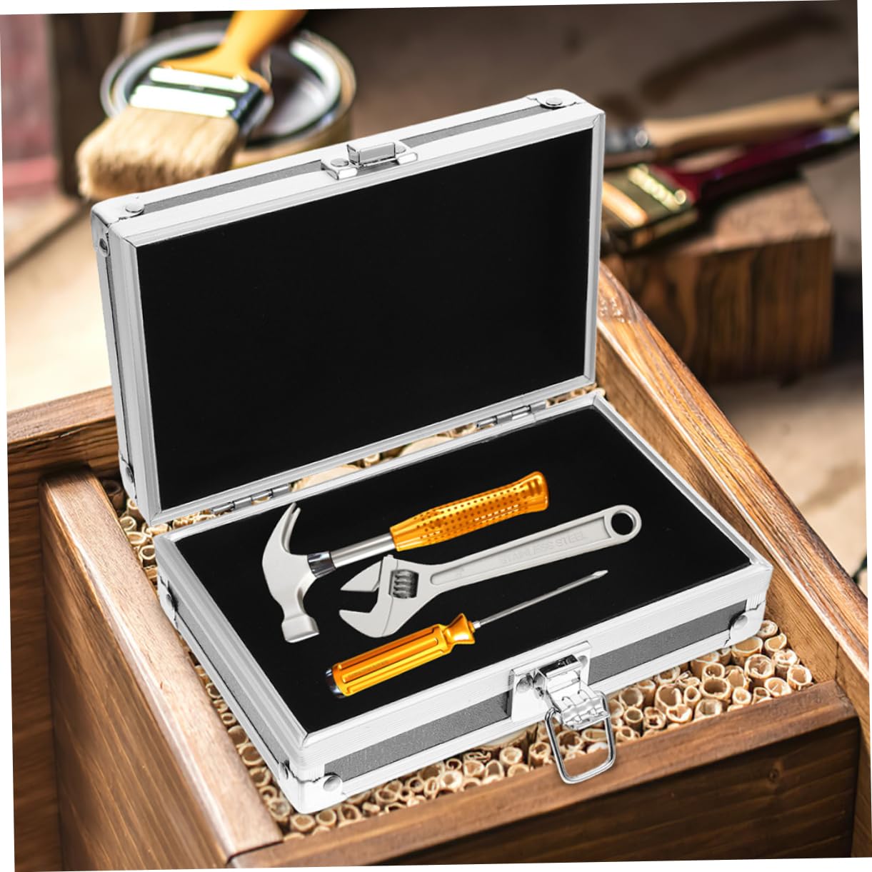 NUOBESTY 2pezzi Scatola Portautensili in Alluminio Maniglia Degli Attrezzi Portatile Per Viaggio Scatola Portaoggetti Antiurto Organizzatore Attrezzi e Robusto