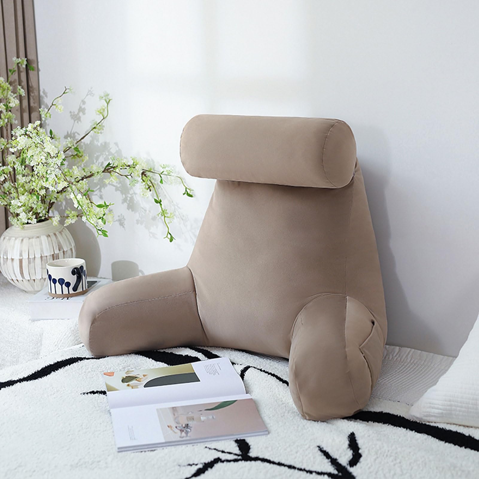 YKMYXZ support pillow， With Detachable Neck,WithSupport,Ergonomic Lumbar Support Cushion(Thin Persimmon Coffee,80x40x65cm)