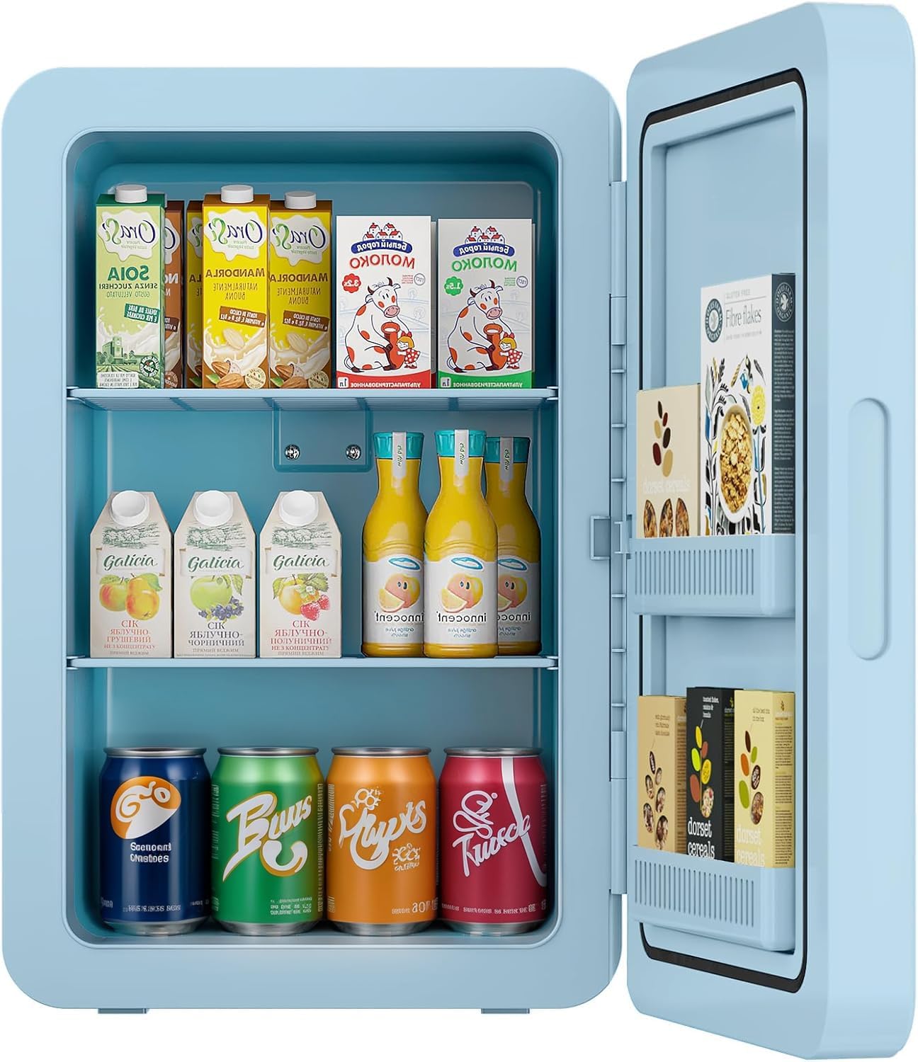 MoraRise Mini Fridge 22L/30 Cans Portable Cooler & Warmer Mini Fridge for Bedrooms with Adjustable Shelves, AC+12V DC Small Fridges for Office, Car, Travel,Home, Skincare, Drinks & Cosmetics (Black) — view 12