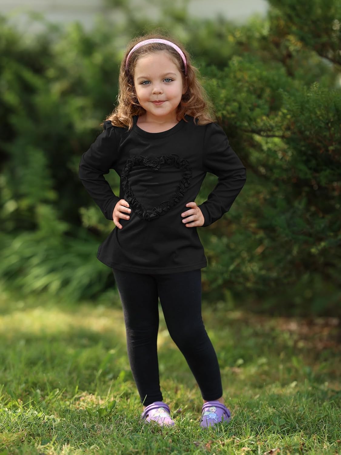 Haloumoning Toddler Girls Ruffle Heart T-Shirts Baby Kids Cute Long Sleeve Top Tees 3-10 Years - Image 2