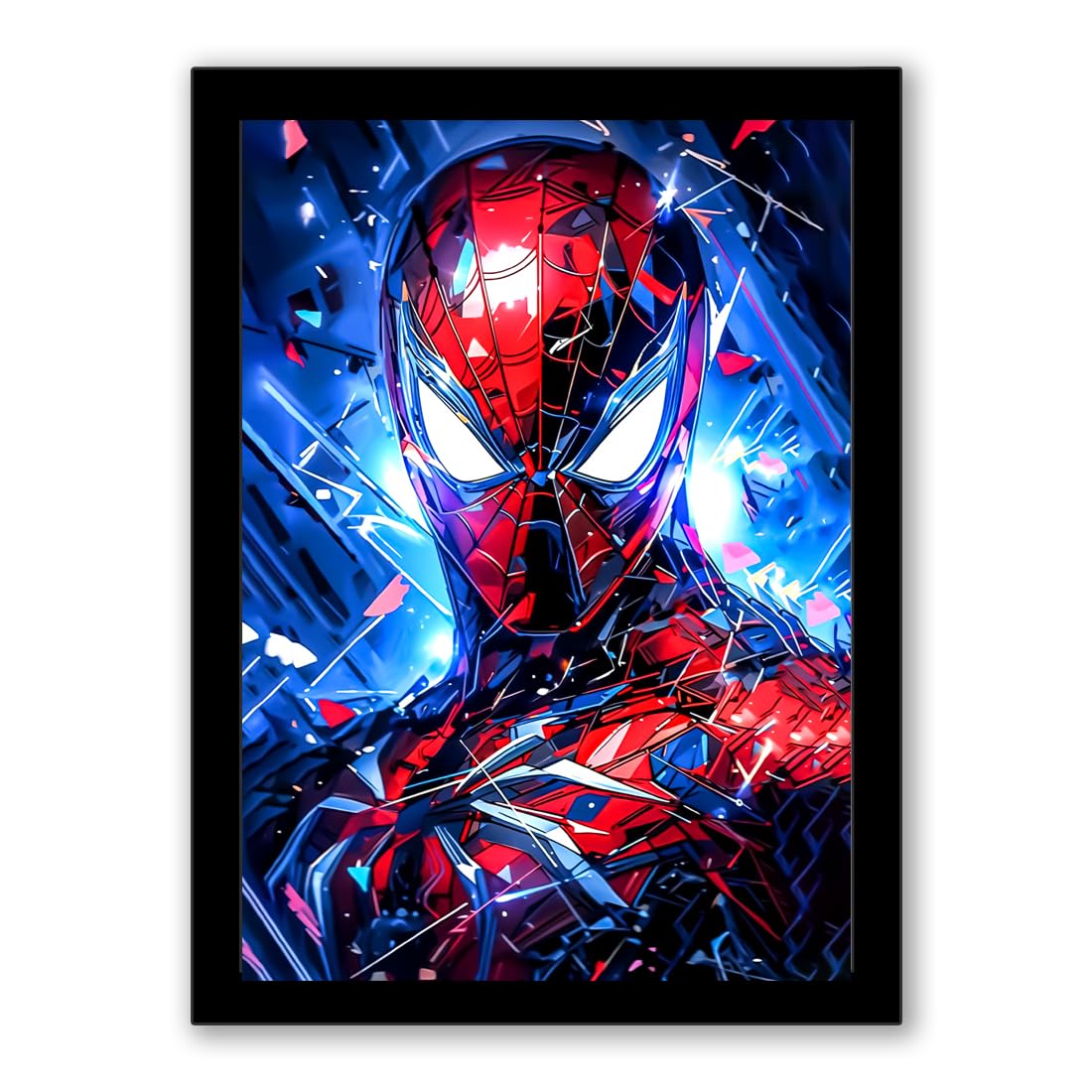 Wall Art Black Frame Premium Synthetic Wood | Acrylic Clear Glossy Durable Sheet | Wall Hanging | Ultra HD Vivid Colours Photo | Superhero Spiderman illustration marvel | Frame 13 X 9.5 inch | Replaceable Photo Feature | For Home, Office, Ghar, Living Room etc.-image-17