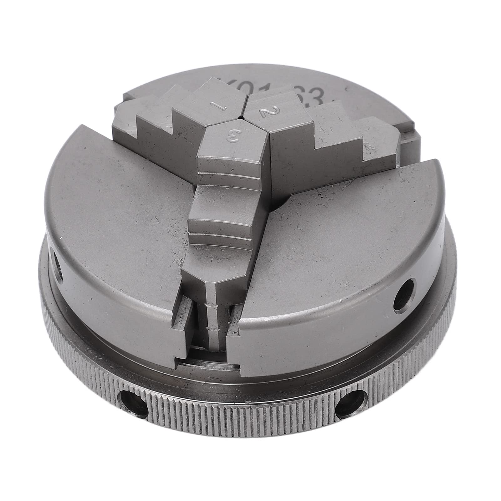 Cocoarm Mandril de Torno Mandril de Torno de Metal Manual de 3 Mordazas K01 63 45 Acero 2.5 Pulgadas Centrado Preciso Sujeción Ancha Fácil Instalación para Máquinas Herramienta Trabajos No Ferrosos