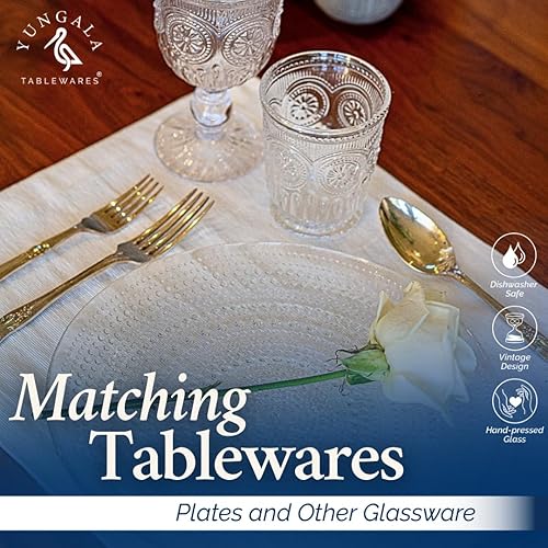 Miniatura 6 de Juego de 6 vasos de vidrio de 8 onzas con un diseño único de patas y diseño de vidrio prensado