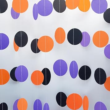 Black-Orange-Purple Halloween Party-Decorations - 52Ft Paper Garland Streamers Backdrop Graduation Wedding Birthday Banner Baby Shower Halloween Decorations Hanging Decor HongTongTong