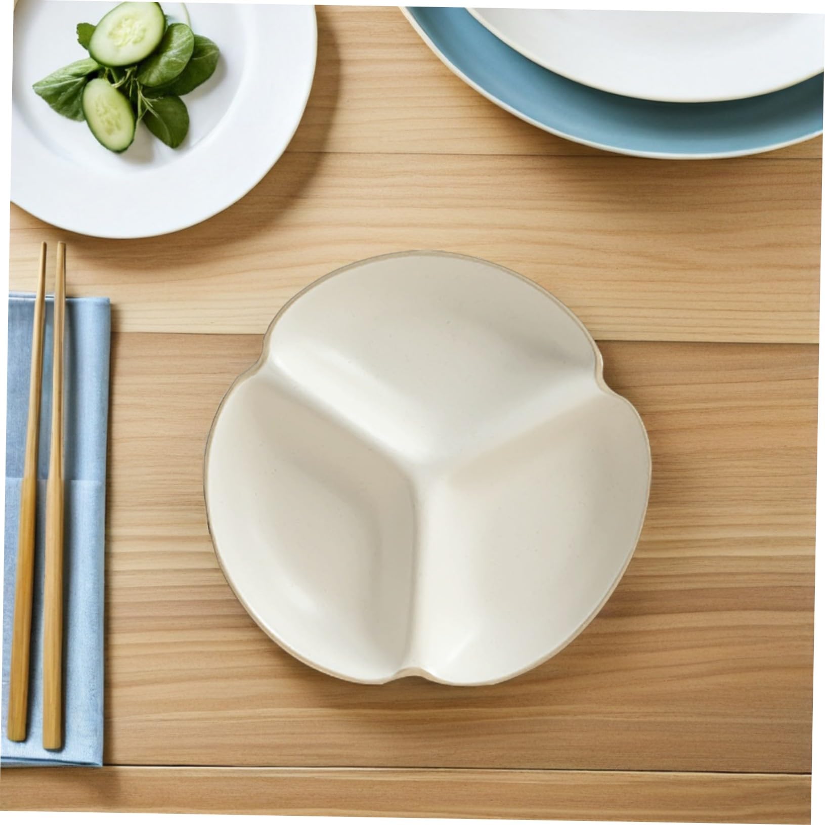 VALICLUD Assiette Divisée en Céramique Blanche à 3 Compartiments