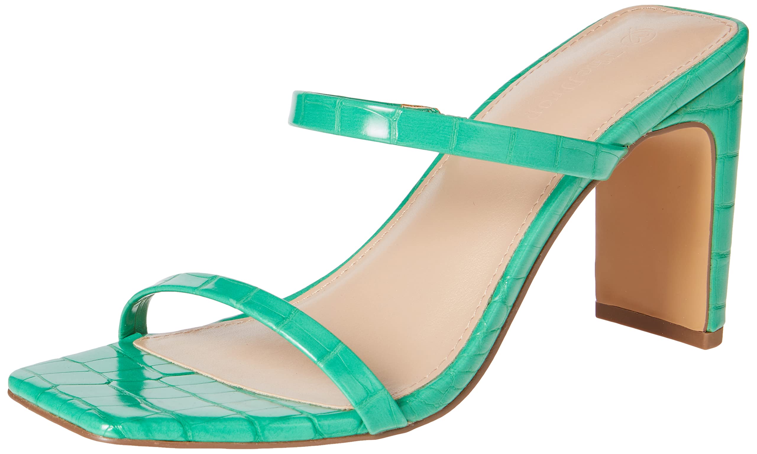 The Drop Womens Avery Square Toe Two Strap High Heeled