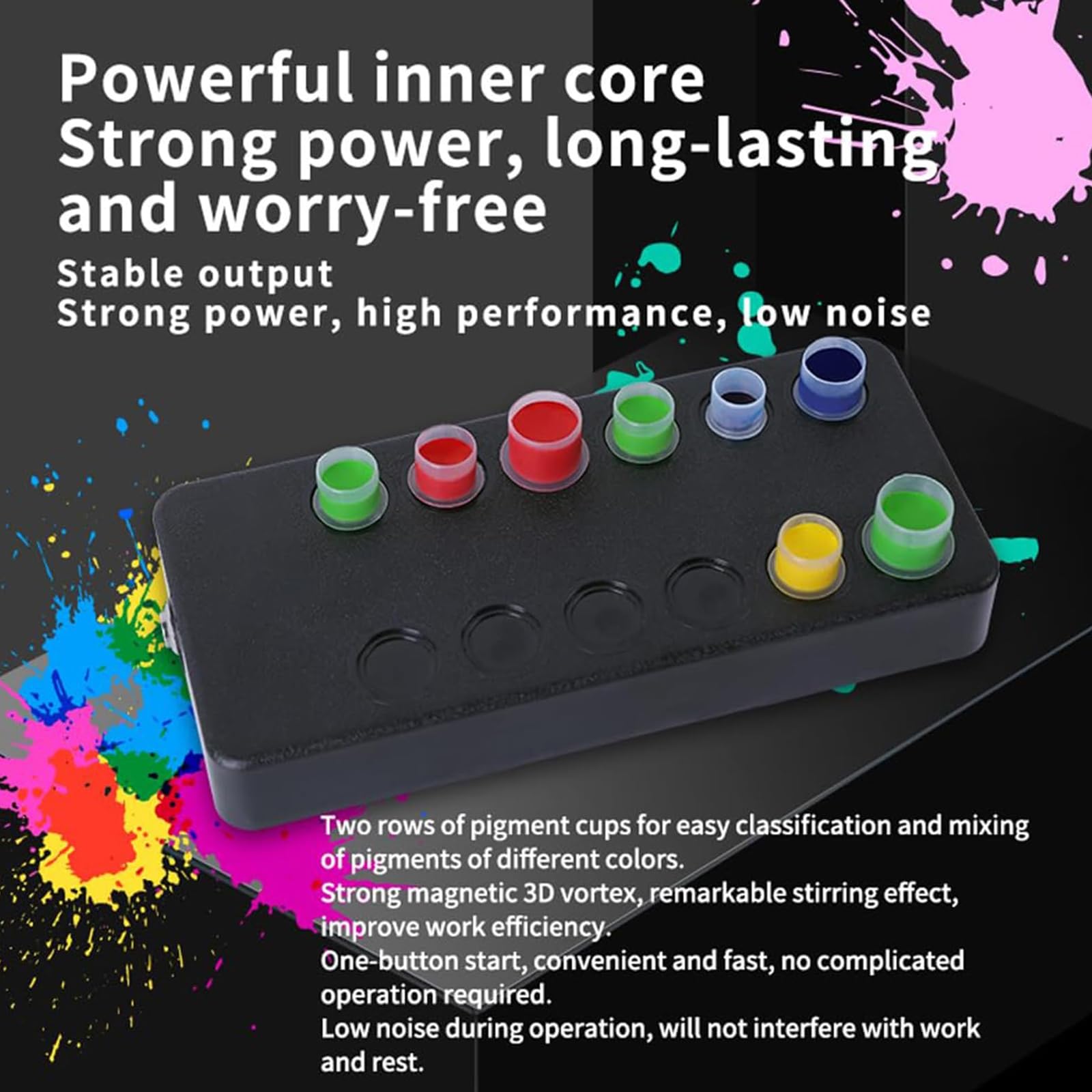 Mezclador De Pigmentos De Tinta De Tatuaje, Máquina De Mezclado De Tinta Eléctrica, Puede Contener 12 Tazas De Color, Equipar 40 Tazas De Color Y 200 Varillas Magnéticas