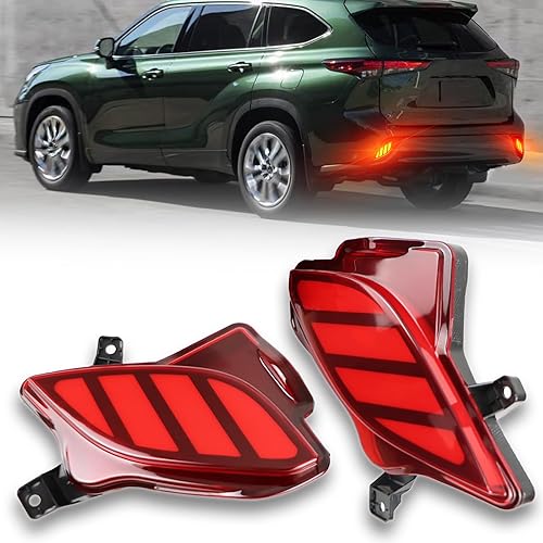 GeeGee Conjunto de luz antiniebla LED de lente roja superior – Lámpara antiniebla trasera 3 en 1, luz de freno, reflector, compatible con Toyota