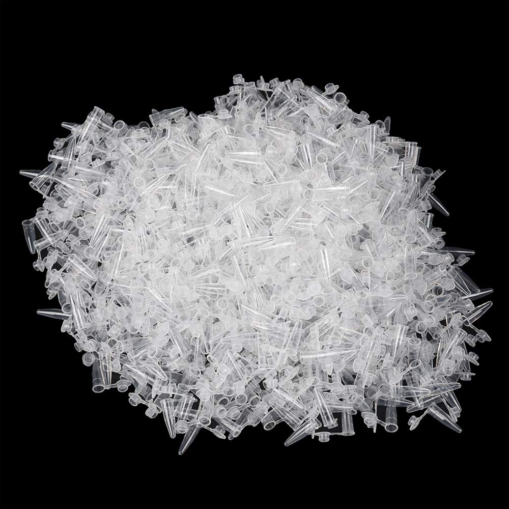 Genmine 1000pcs 0.2ml Microcentrifuge Tube Plastic Test Vials with Lids