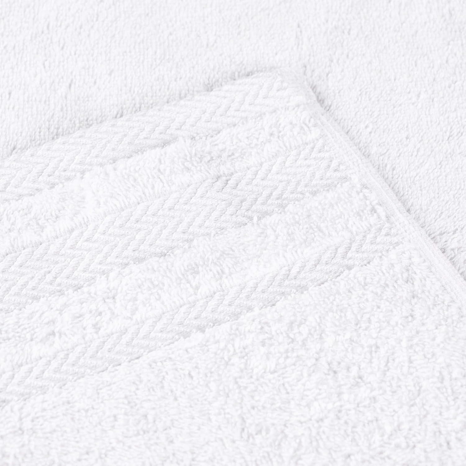 Superior Hays Cotton 2 Piece Bath Towel Set, Absorbent Medium Weight Essentials for Home, Spa, Guest Bathroom, Quick Drying and Durable, Shiny Dobby Border, Includes 2 Bath Towels, White