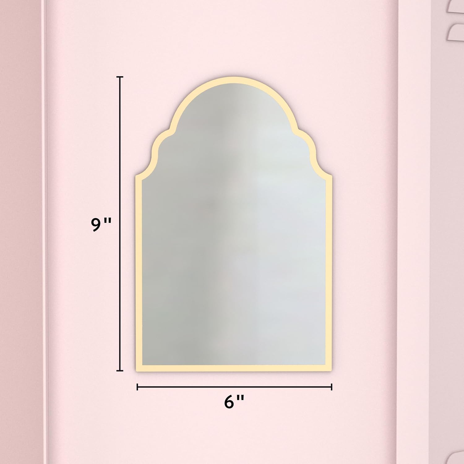 U Brands Magnetic Arch Gold Framed Locker Mirror, 9" x 6", Gold Border