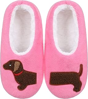 Womens Slipper Socks Dog Pattern Winter Warm Soft Cute Slippers Non Slip Fleece-lined Cozy House Fuzzy Socks with Grippers Gifts Slippers