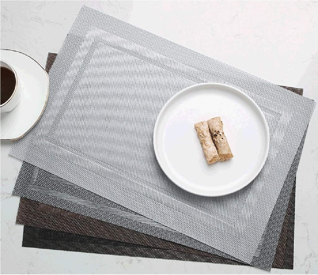 10pcs Rectangular PVC Placemat Waterproof Mat Coffee Cup Salad Bowl Tray Pad Bar Party Table Multi-Color Optional 45 * 30cm Place Mats (Silver Black) (Blue One Size)